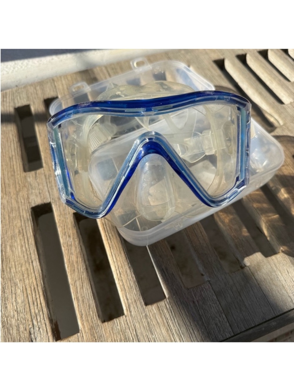Clear Lens Snorkel Mask with Blue Trim - Swim & Dive Goggles